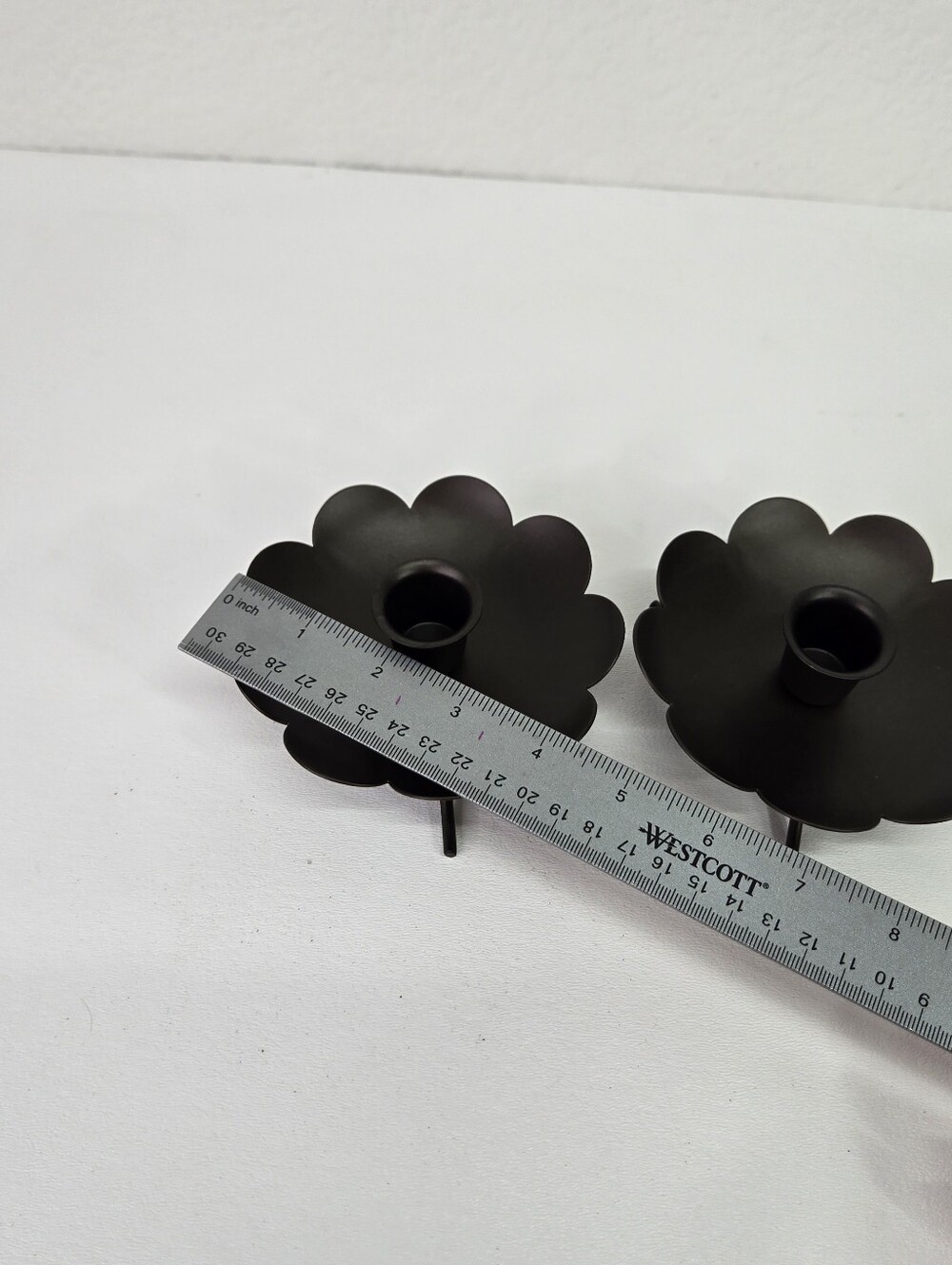 PartyLite Black Metal Scallop Flower Taper Candle Holders Creative Capers Set 2 - Picture 9 of 16